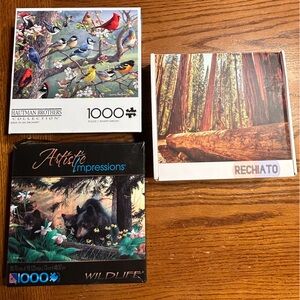 Set of 3 Nature-Themed Jigsaw Puzzles